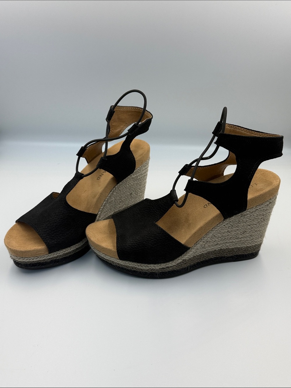 Lucky Brand Black Espadrille Wedge Sandals